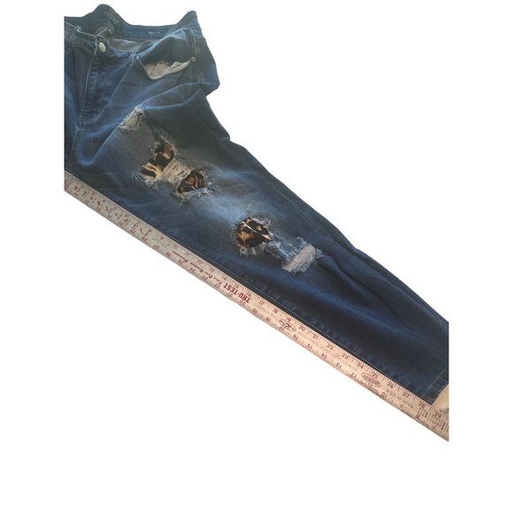 Judy Blue‎ Skinny Jeans 18W Distressed with Black, Gold and Tan Insets - Picture 2 of 8